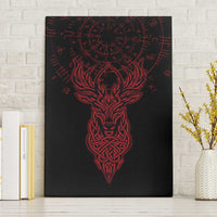 Viking Stag and Helm of Awe Symbol Canvas Wall Art Glowing Norse Runic Tribal Illustration