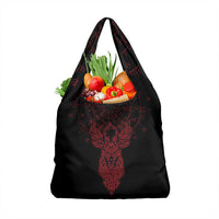 Viking Stag and Helm of Awe Symbol Grocery Bag Glowing Norse Runic Tribal Illustration