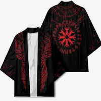 Viking Stag and Helm of Awe Symbol Kimono Glowing Norse Runic Tribal Illustration