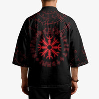 Viking Stag and Helm of Awe Symbol Kimono Glowing Norse Runic Tribal Illustration