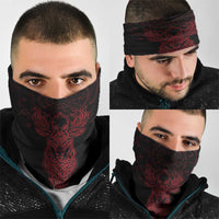 Viking Stag and Helm of Awe Symbol Neck Gaiter Glowing Norse Runic Tribal Illustration