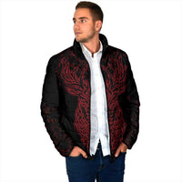 Viking Stag and Helm of Awe Symbol Padded Jacket Glowing Norse Runic Tribal Illustration