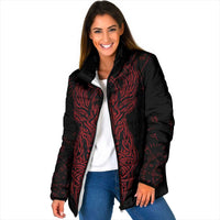 Viking Stag and Helm of Awe Symbol Padded Jacket Glowing Norse Runic Tribal Illustration