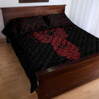 Viking Stag and Helm of Awe Symbol Quilt Bed Set Glowing Norse Runic Tribal Illustration