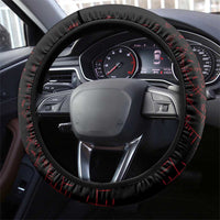 Viking Stag and Helm of Awe Symbol Steering Wheel Cover Glowing Norse Runic Tribal Illustration