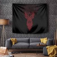 Viking Stag and Helm of Awe Symbol Tapestry Glowing Norse Runic Tribal Illustration