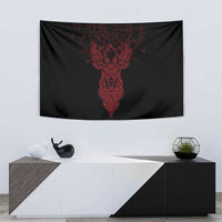 Viking Stag and Helm of Awe Symbol Tapestry Glowing Norse Runic Tribal Illustration