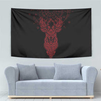 Viking Stag and Helm of Awe Symbol Tapestry Glowing Norse Runic Tribal Illustration