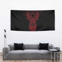 Viking Stag and Helm of Awe Symbol Tapestry Glowing Norse Runic Tribal Illustration