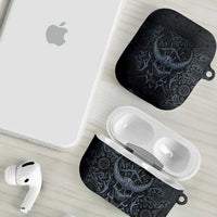 Viking Horned Skull and Raven Emblem AirPods Case Dark Nordic Tribal Grunge Illustration