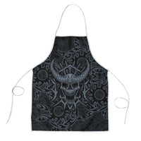 Viking Horned Skull and Raven Emblem Apron Dark Nordic Tribal Grunge Illustration