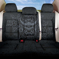 Viking Horned Skull and Raven Emblem Back Car Seat Cover Dark Nordic Tribal Grunge Illustration