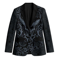 Viking Horned Skull and Raven Emblem Blazer Dark Nordic Tribal Grunge Illustration