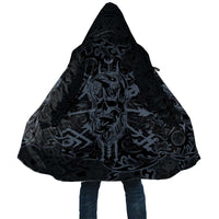 Viking Horned Skull and Raven Emblem Cloak Dark Nordic Tribal Grunge Illustration