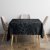 Viking Horned Skull and Raven Emblem Tablecloth Dark Nordic Tribal Grunge Illustration