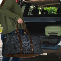 Viking Horned Skull and Raven Emblem Travel Bag Dark Nordic Tribal Grunge Illustration