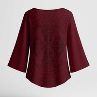 Demonic Skull Sigil Vikings Kimono Sleeve Blouse Dark Gothic Rune Grunge Illustration