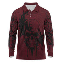 Demonic Skull Sigil Vikings Long Sleeve Polo Shirt Dark Gothic Rune Grunge Illustration
