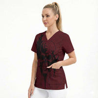 Demonic Skull Sigil Vikings Scrub Top Dark Gothic Rune Grunge Illustration