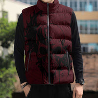 Demonic Skull Sigil Vikings Sleeveless Puffer Jacket Dark Gothic Rune Grunge Illustration