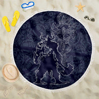 Odin Silhouette with Raven and Valknut Beach Blanket Nordic Mythology Line Art Illustration
