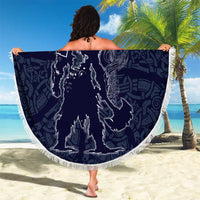 Odin Silhouette with Raven and Valknut Beach Blanket Nordic Mythology Line Art Illustration