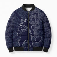 Odin Silhouette with Raven and Valknut Bomber Puffer Jacket Nordic Mythology Line Art Illustration