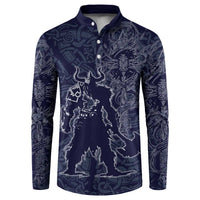 Odin Silhouette with Raven and Valknut Button Sweatshirt Nordic Mythology Line Art Illustration