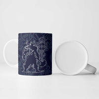 Odin Silhouette with Raven and Valknut Ceramic Mug Nordic Mythology Line Art Illustration