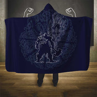 Odin Silhouette with Raven and Valknut Hooded Blanket Nordic Mythology Line Art Illustration