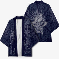 Odin Silhouette with Raven and Valknut Kimono Nordic Mythology Line Art Illustration