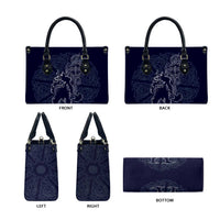 Odin Silhouette with Raven and Valknut Leather Bag Nordic Mythology Line Art Illustration