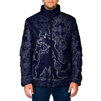 Odin Silhouette with Raven and Valknut Padded Jacket Nordic Mythology Line Art Illustration
