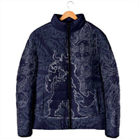 Odin Silhouette with Raven and Valknut Padded Jacket Nordic Mythology Line Art Illustration