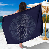 Odin Silhouette with Raven and Valknut Sarong Nordic Mythology Line Art Illustration