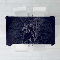 Odin Silhouette with Raven and Valknut Tablecloth Nordic Mythology Line Art Illustration