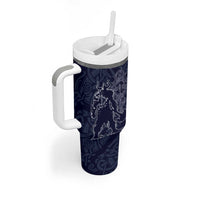 Odin Silhouette with Raven and Valknut Tumbler With Handle Nordic Mythology Line Art Illustration