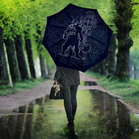 Odin Silhouette with Raven and Valknut Umbrella Nordic Mythology Line Art Illustration