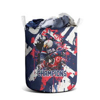 USA Ice Hockey Champions Eagle Laundry Basket Patriotic Paint Splash Graffiti Art