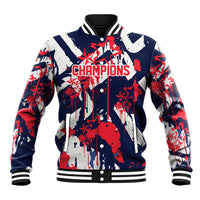USA Ice Hockey Champions Eagle Baseball Jacket Patriotic Paint Splash Graffiti Art