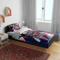USA Ice Hockey Champions Eagle Bedding Set Patriotic Paint Splash Graffiti Art