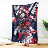 USA Ice Hockey Champions Eagle Blanket Patriotic Paint Splash Graffiti Art