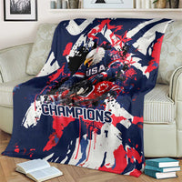 USA Ice Hockey Champions Eagle Blanket Patriotic Paint Splash Graffiti Art