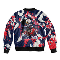 USA Ice Hockey Champions Eagle Bomber Jacket Patriotic Paint Splash Graffiti Art