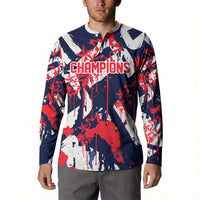 USA Ice Hockey Champions Eagle Button Sweatshirt Patriotic Paint Splash Graffiti Art