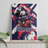 USA Ice Hockey Champions Eagle Canvas Wall Art Patriotic Paint Splash Graffiti Art