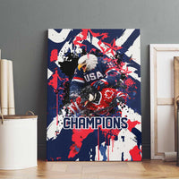 USA Ice Hockey Champions Eagle Canvas Wall Art Patriotic Paint Splash Graffiti Art