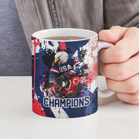 USA Ice Hockey Champions Eagle Ceramic Mug Patriotic Paint Splash Graffiti Art