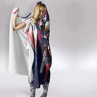 USA Ice Hockey Champions Eagle Hooded Blanket Patriotic Paint Splash Graffiti Art