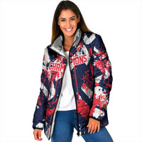 USA Ice Hockey Champions Eagle Padded Jacket Patriotic Paint Splash Graffiti Art